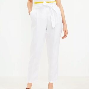 LOFT Paperbag Taper Pants (Linen Cotton)